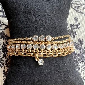 J. Crew Factory Gold and Rhinestone Set of 5 Bracelets in one. NWT